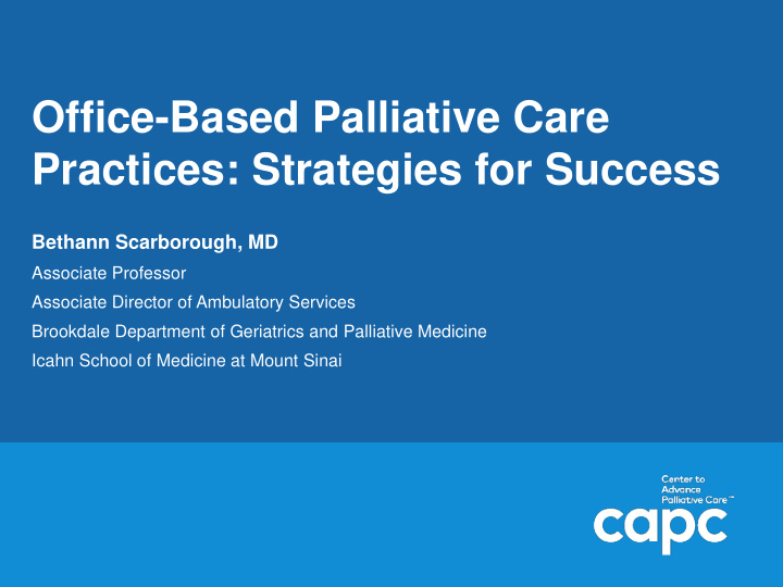 office based palliative care practices strategies for