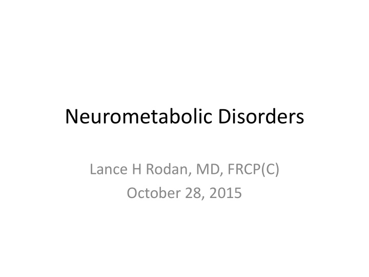 neurometabolic disorders