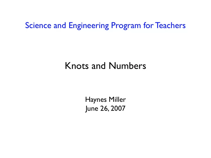 knots and numbers