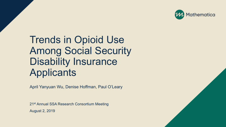 trends in opioid use among social security disability