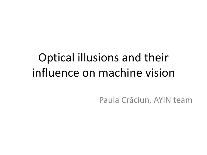 optical illusions and their influence on machine vision