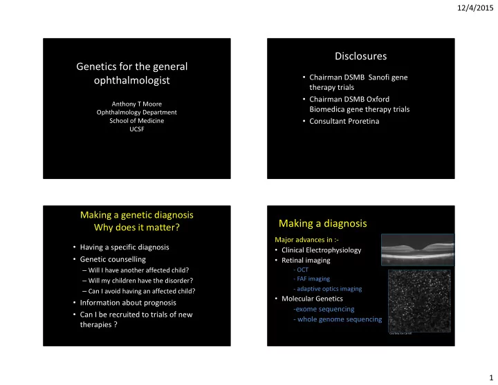 disclosures genetics for the general