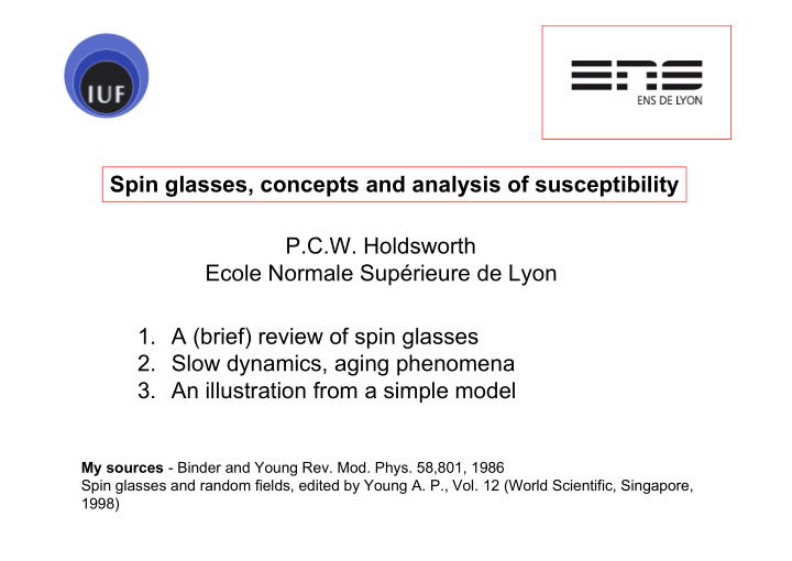 spin glasses concepts and analysis of susceptibility p c