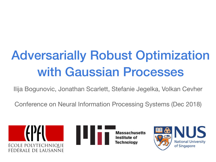 adversarially robust optimization