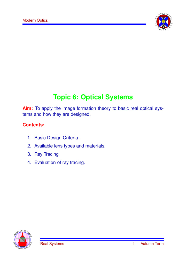 topic 6 optical systems