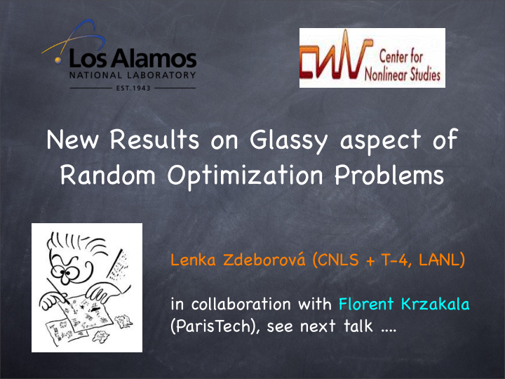 new results on glassy aspect of random optimization