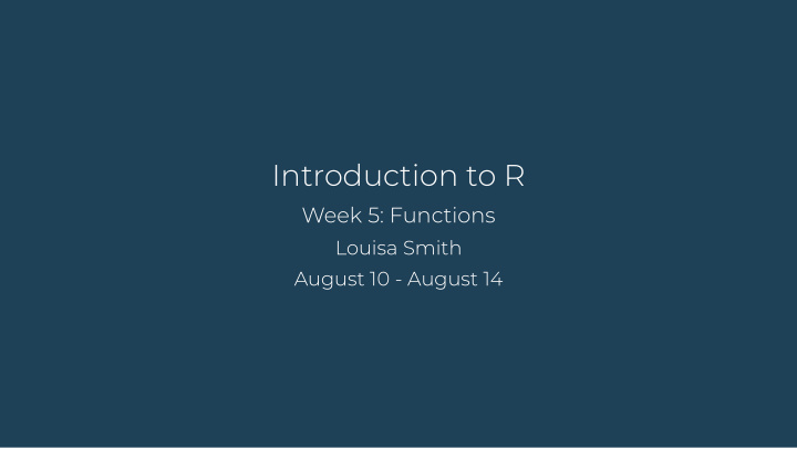 introduction to r