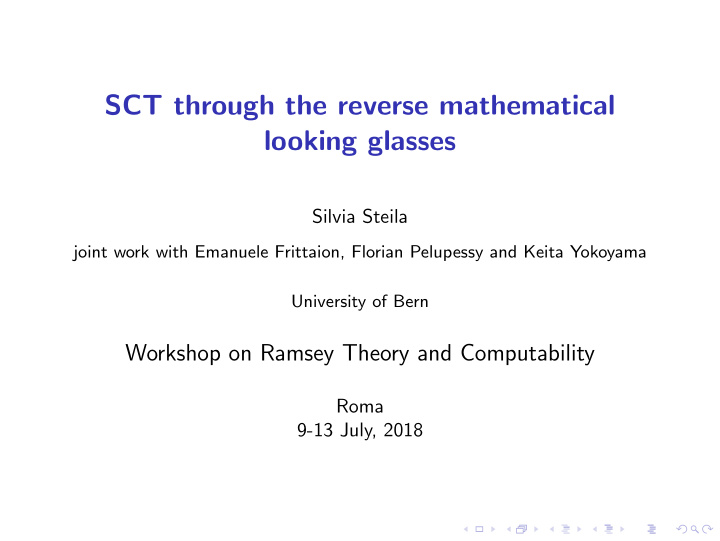 sct through the reverse mathematical looking glasses