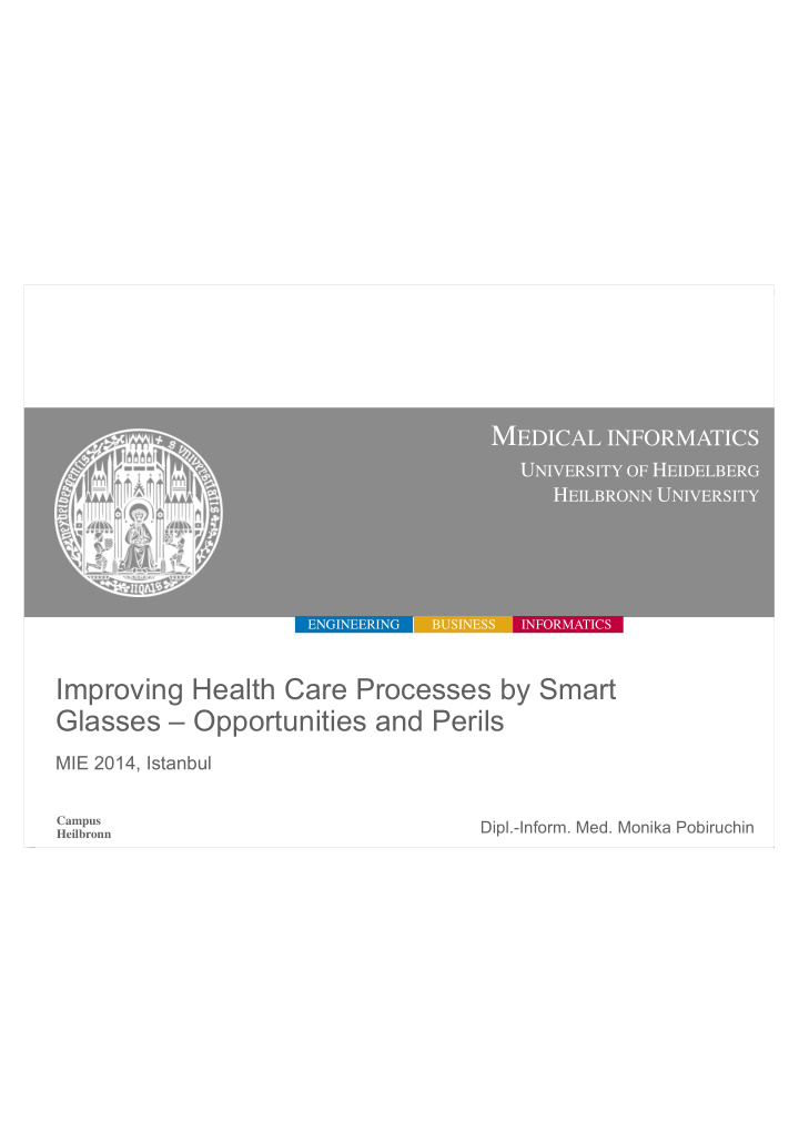 improving health care processes by smart glasses