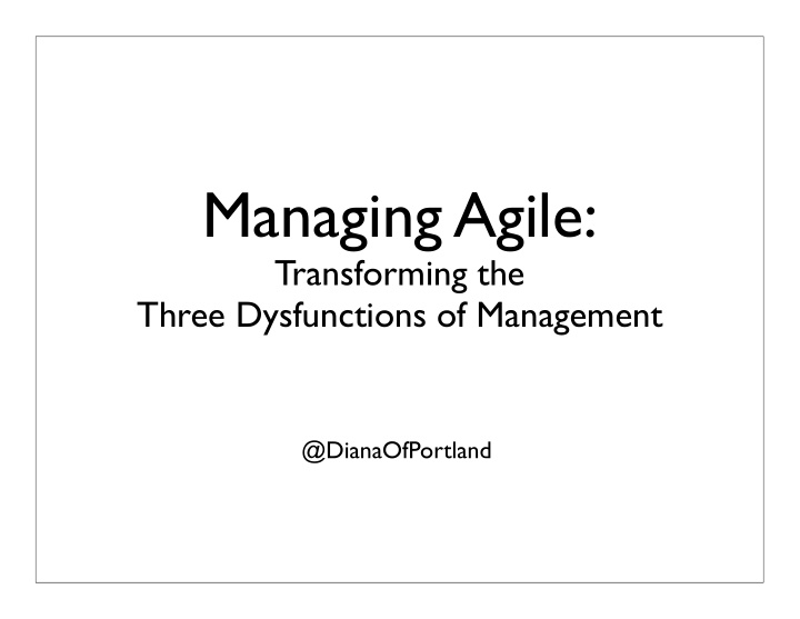 managing agile