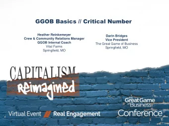 GGOB Basics // Critical Number  Heather Reinkemeyer  Darin Bridges  Crew &amp; Community Relations