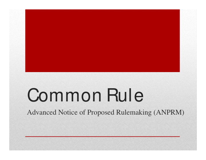 common rule