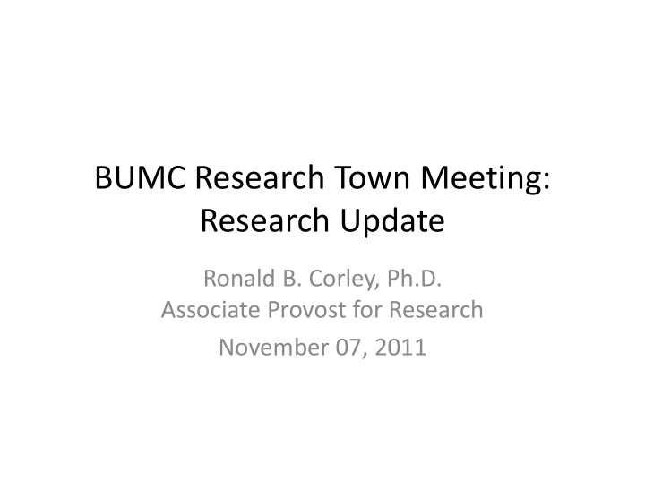 bumc research town meeting research update