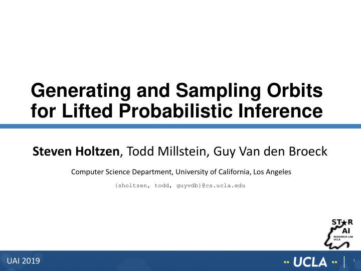 generating and sampling orbits for lifted probabilistic