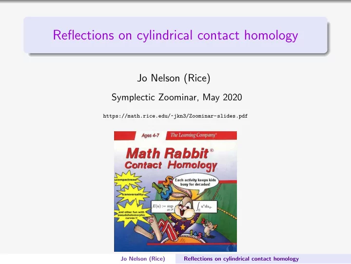 reflections on cylindrical contact homology