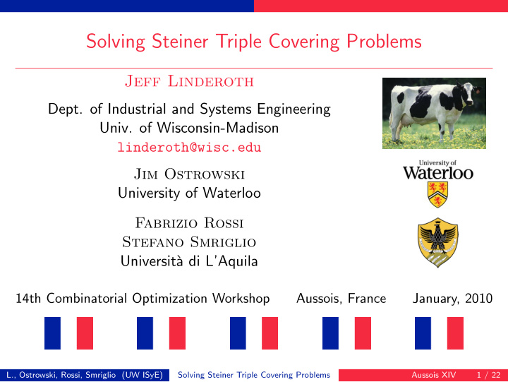 solving steiner triple covering problems