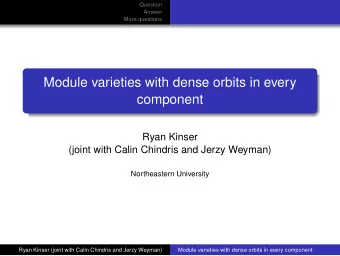 Module varieties with dense orbits in every  component  Ryan Kinser  (joint with Calin Chindris and
