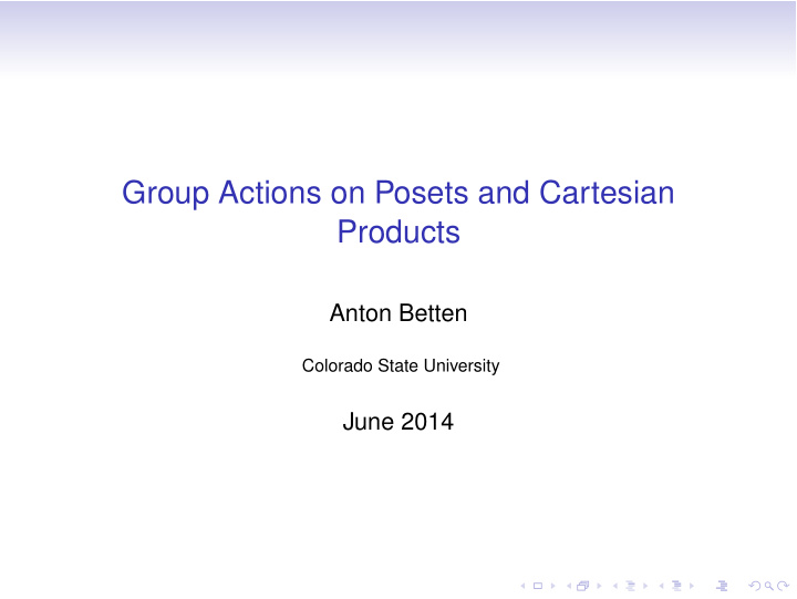 group actions on posets and cartesian products