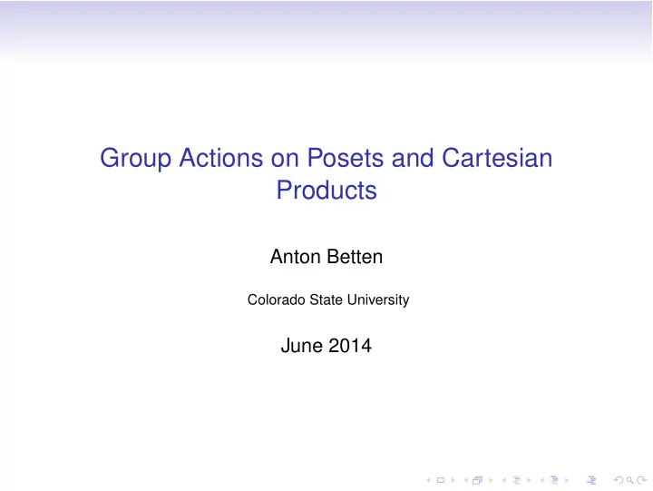 group actions on posets and cartesian products