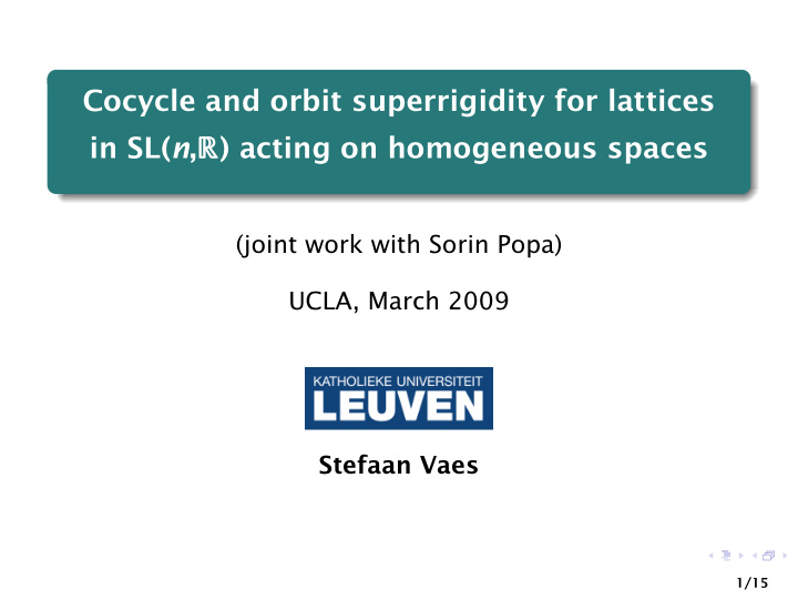 cocycle and orbit superrigidity for lattices in sl n r r