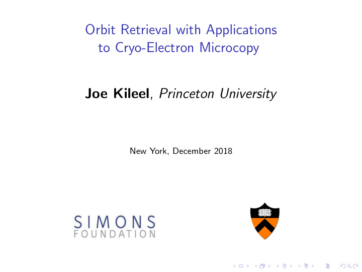 orbit retrieval with applications to cryo electron