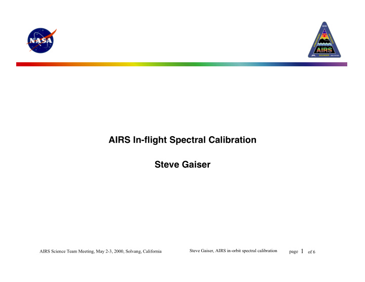 airs in flight spectral calibration steve gaiser