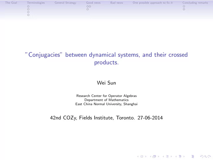 conjugacies between dynamical systems and their crossed