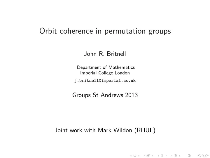 orbit coherence in permutation groups