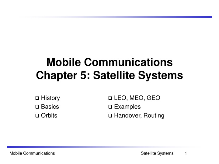 mobile communications chapter 5 satellite systems