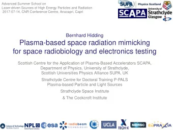 Plasma-based space radiation mimicking  for space radiobiology and electronics testing  Scottish