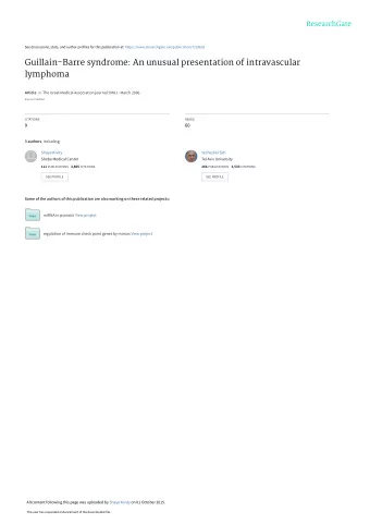 Guillain-Barre syndrome: An unusual presentation of intravascular  lymphoma Article in The Israel