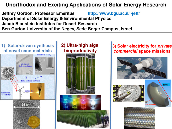 unorthodox and exciting applications of solar energy