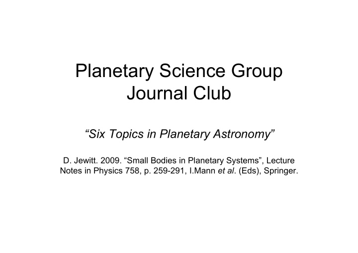planetary science group journal club