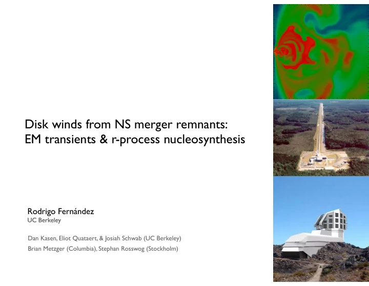 disk winds from ns merger remnants em transients r