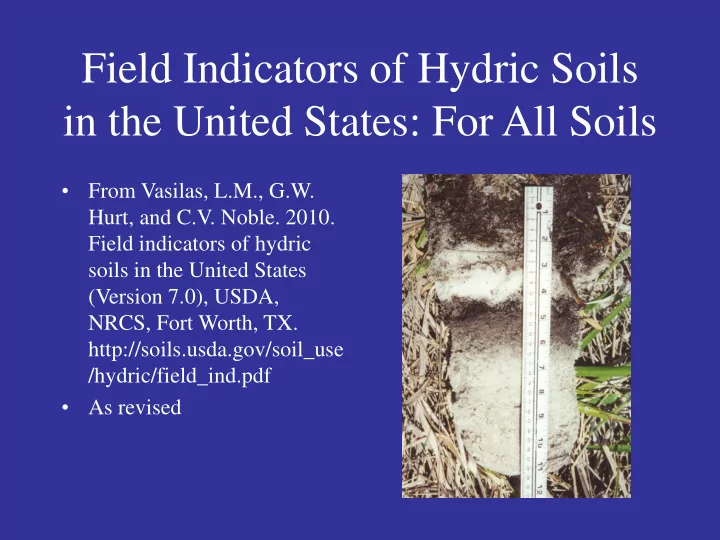 field indicators of hydric soils