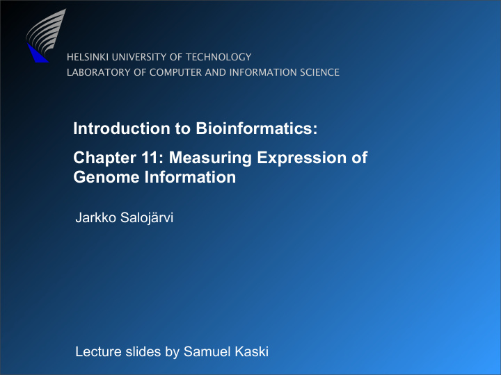 introduction to bioinformatics chapter 11 measuring