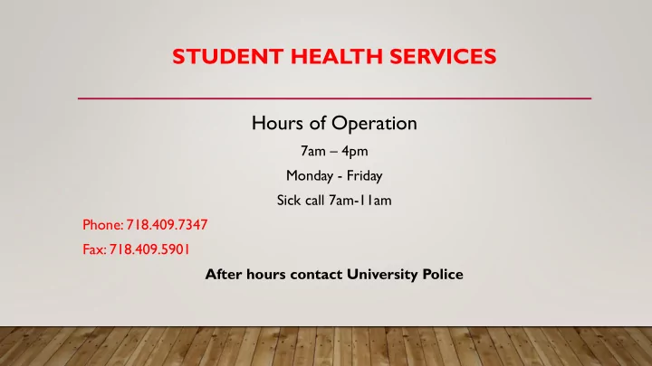 student health services