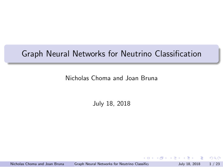 graph neural networks for neutrino classification