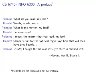 What is the matter?  Text categorization (broadly construed): identification of similar