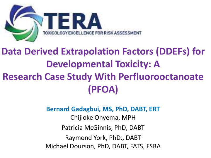 data derived extrapolation factors ddefs for