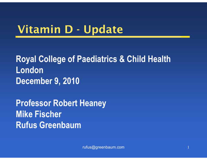 vitamin d update