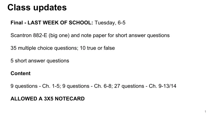 class updates
