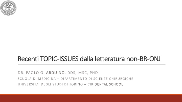 recenti topic issues dalla letteratura non br br onj dr