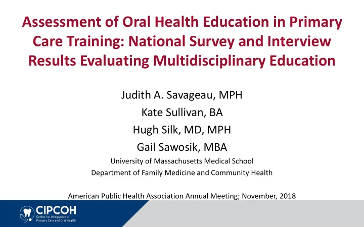 care training national survey and interview