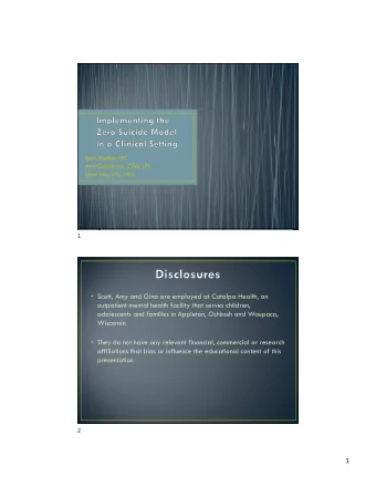 Scott, Amy and Gina are employed at Catalpa Health, an  outpatient mental health facility that