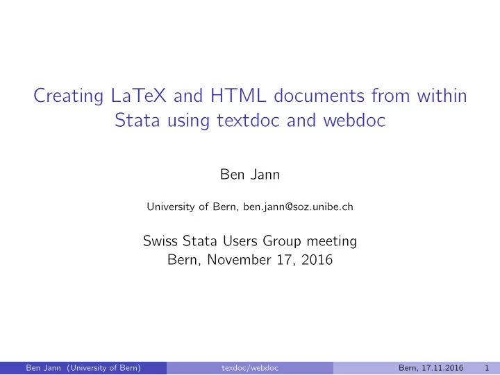 creating latex and html documents from within stata using
