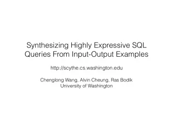 Synthesizing Highly Expressive SQL  Queries From Input-Output Examples