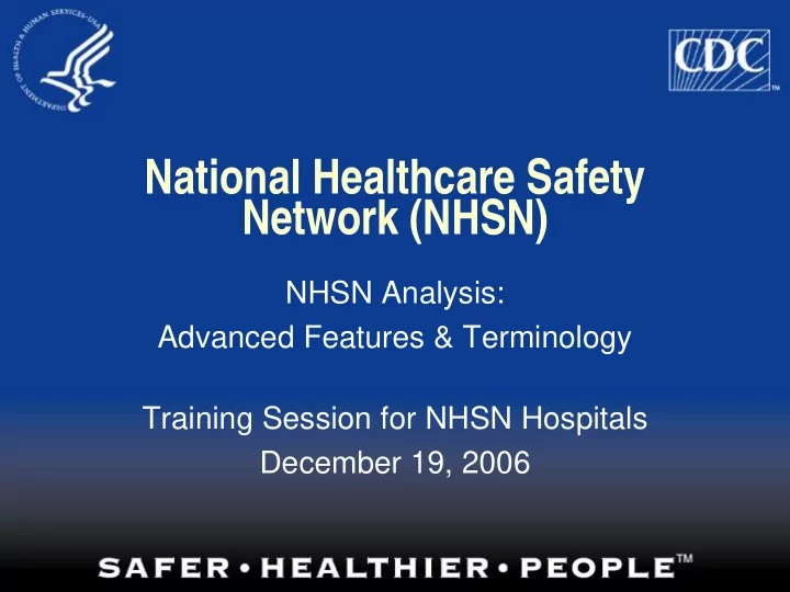 national healthcare safety network nhsn