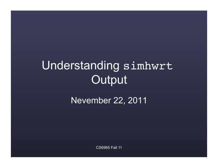 understanding simhwrt output