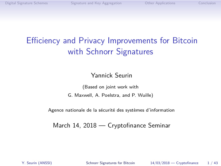 efficiency and privacy improvements for bitcoin with